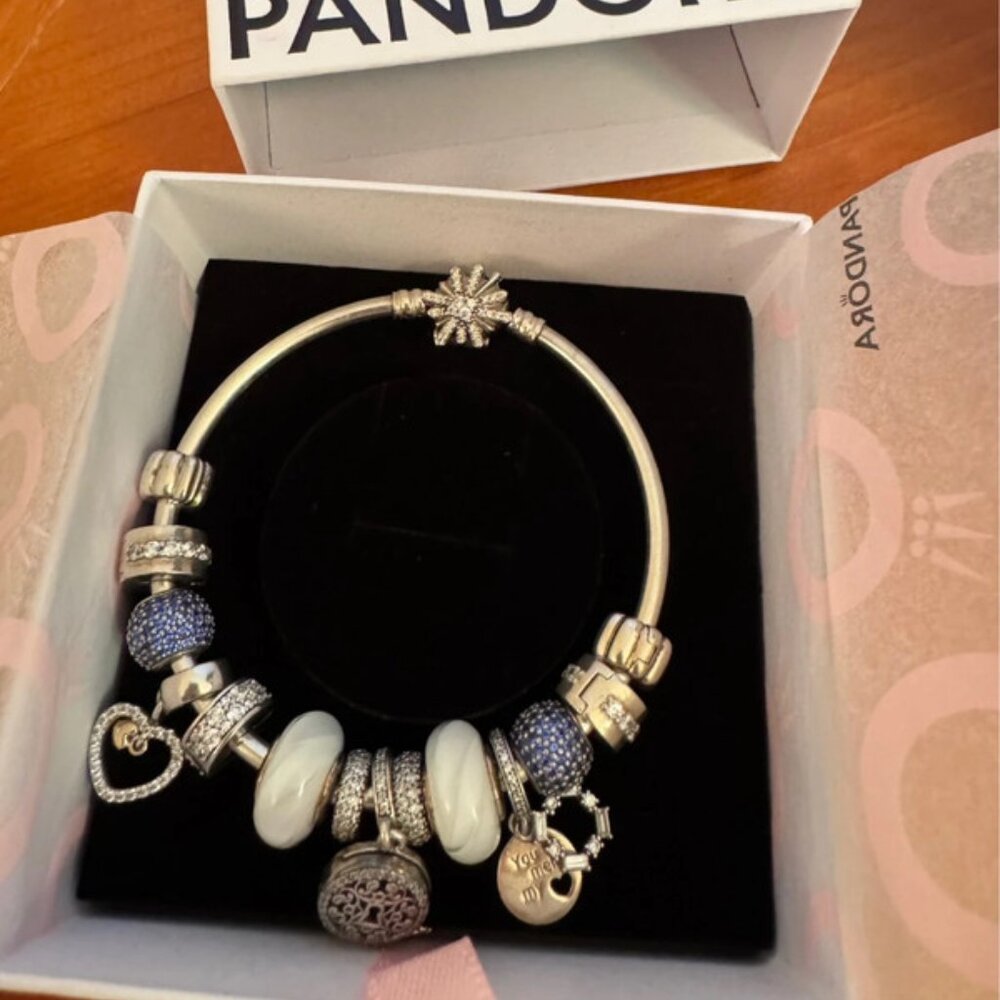 Authentic Pandora Silver Charm Bracelet with Assorted Charms – Elegant & Unique